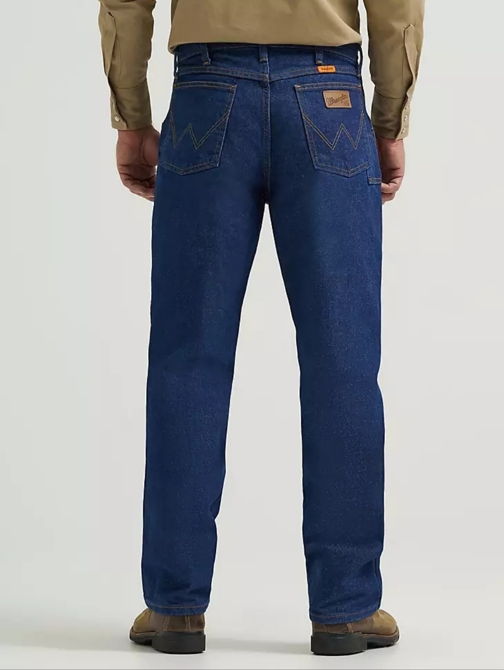 Wrangler~Mens FR Relaxed Fit Denim Jeans~Western Dark Blue Wash~Workwear~31X32